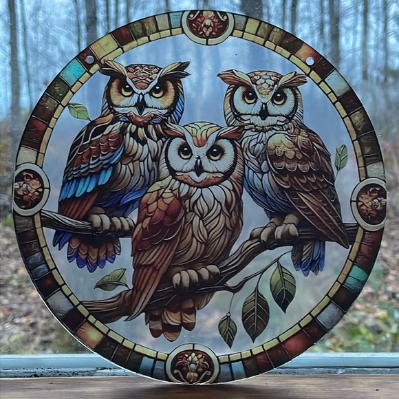Suncatcher Acrylic Brown Owl Decorative Cabin Home Decor Bird - Picture 1 of 3